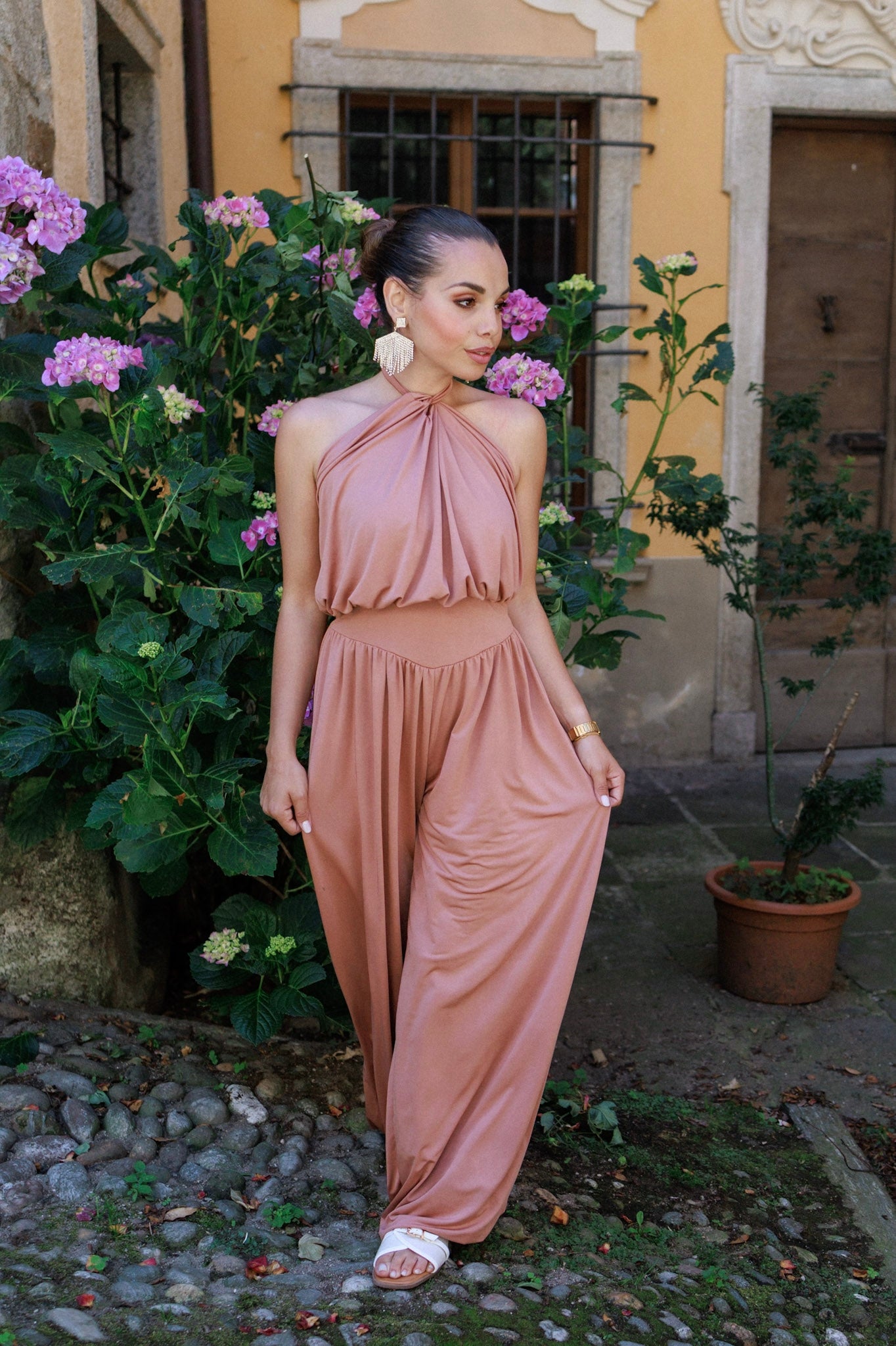 Tuta chic rosa antico