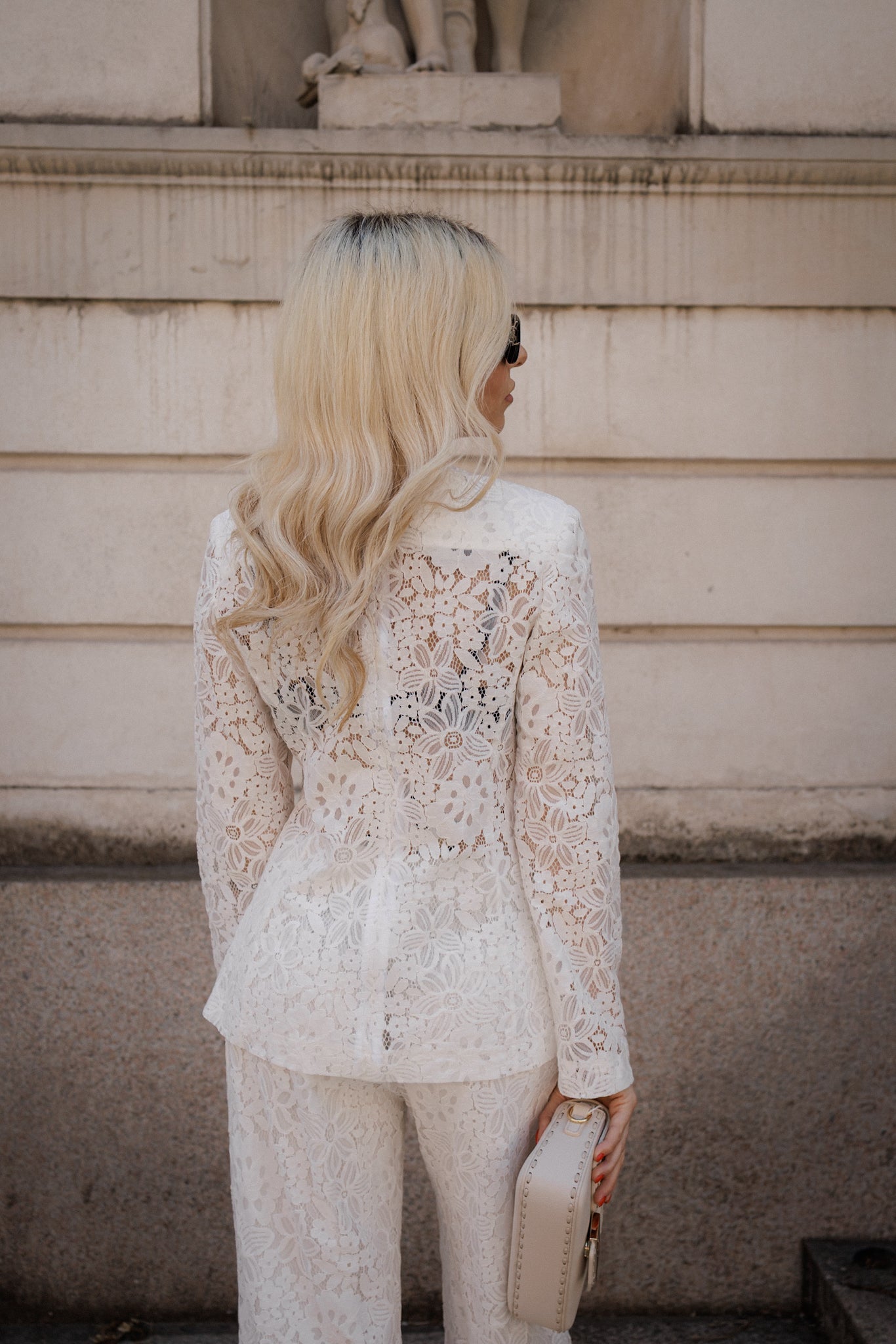 Completo blazer e pantalone in pizzo