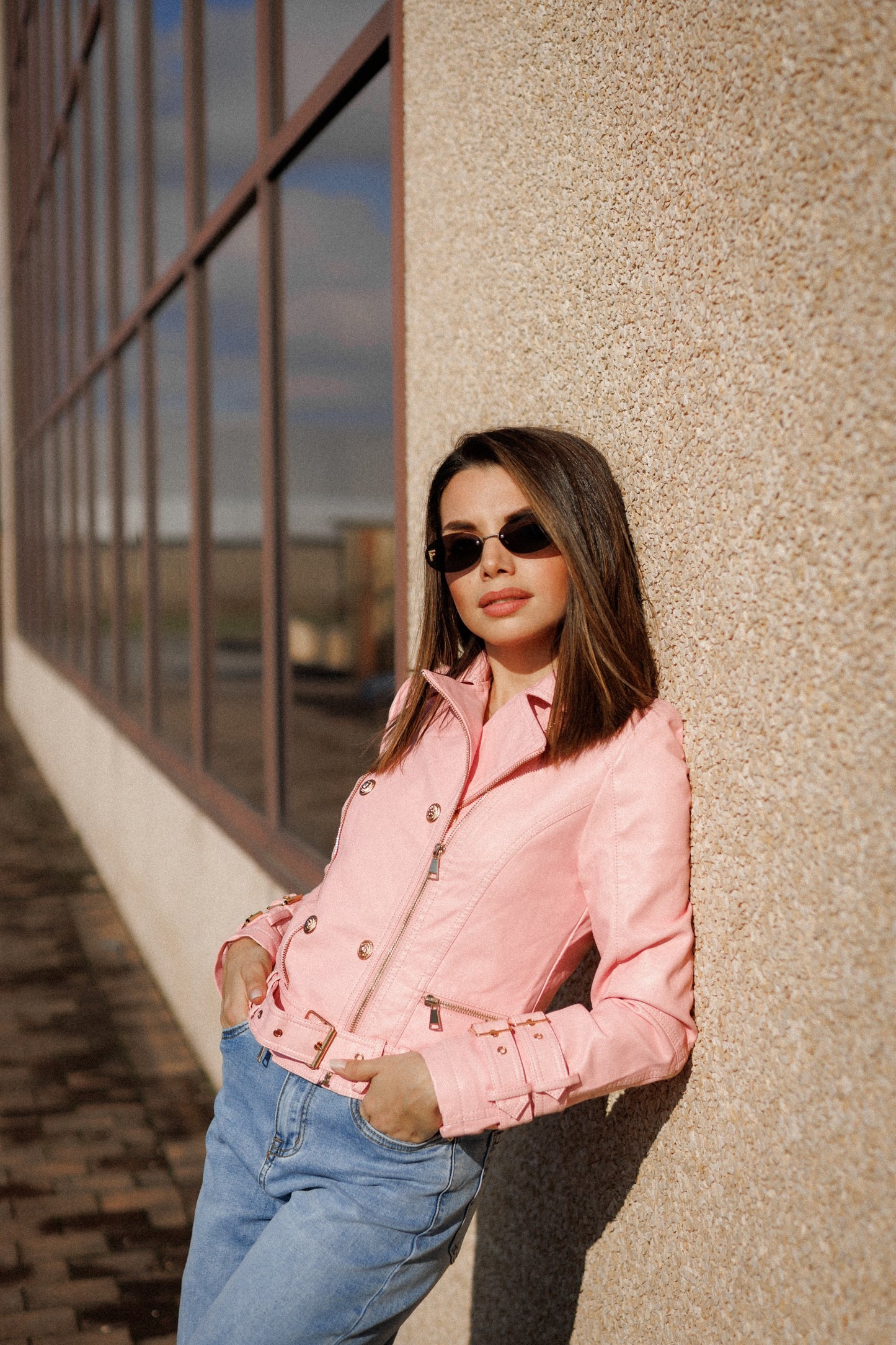 Giacca simil pelle con bottoni