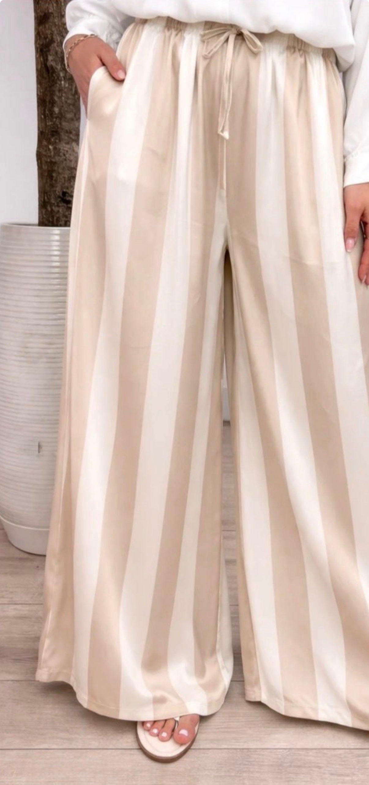 Pantaloni di raso a righe