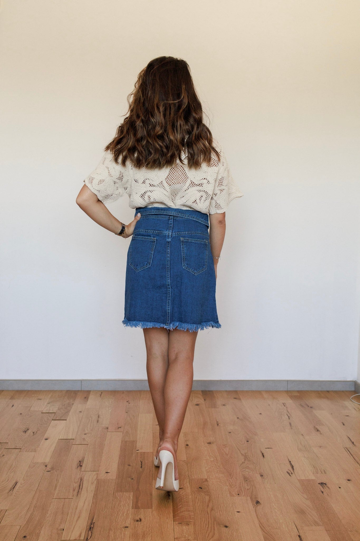 Gonna in denim con bottoni