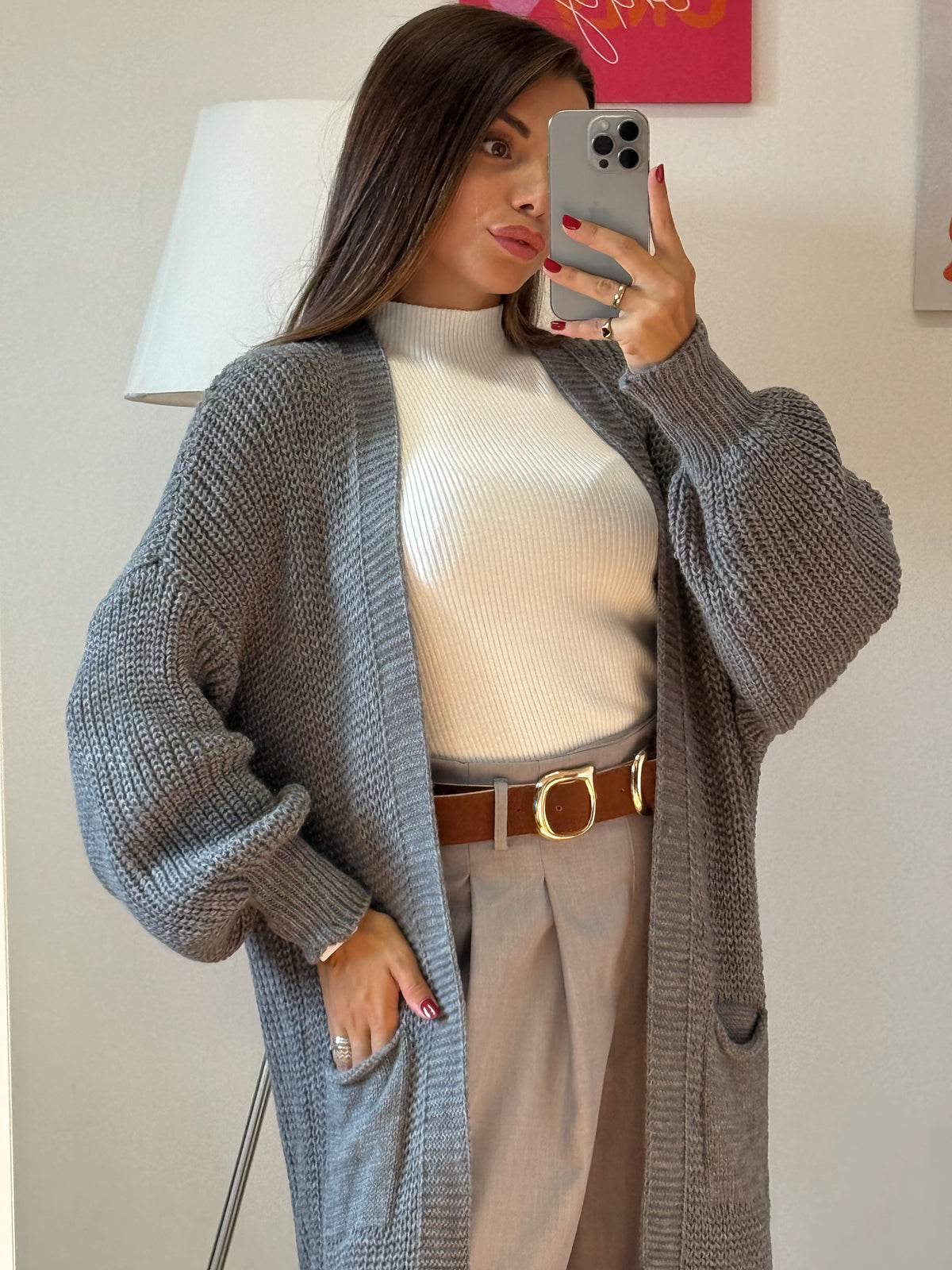 Cardigan “BALLOON” grigio
