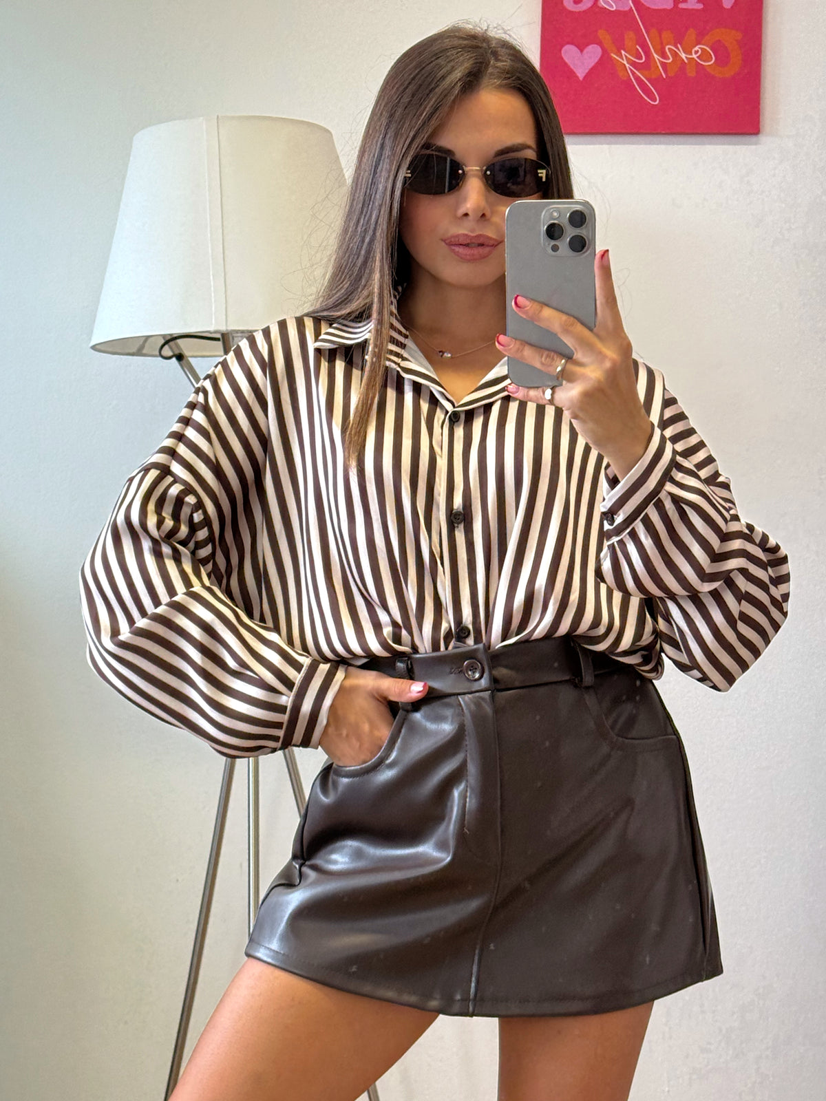 Camicia “SATIN STRIPES” marrone