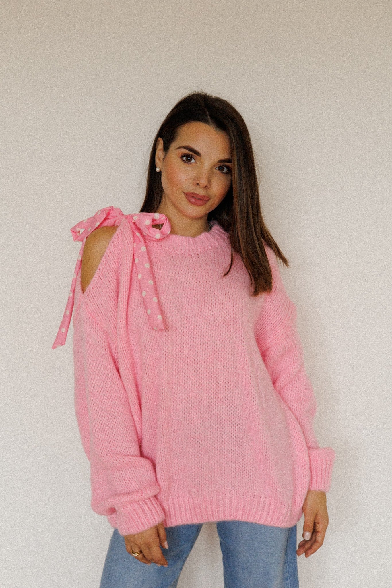 Maglione con fiocco a pois