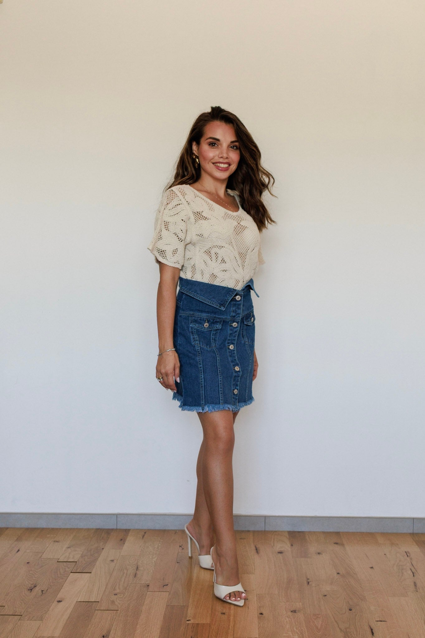 Gonna in denim con bottoni