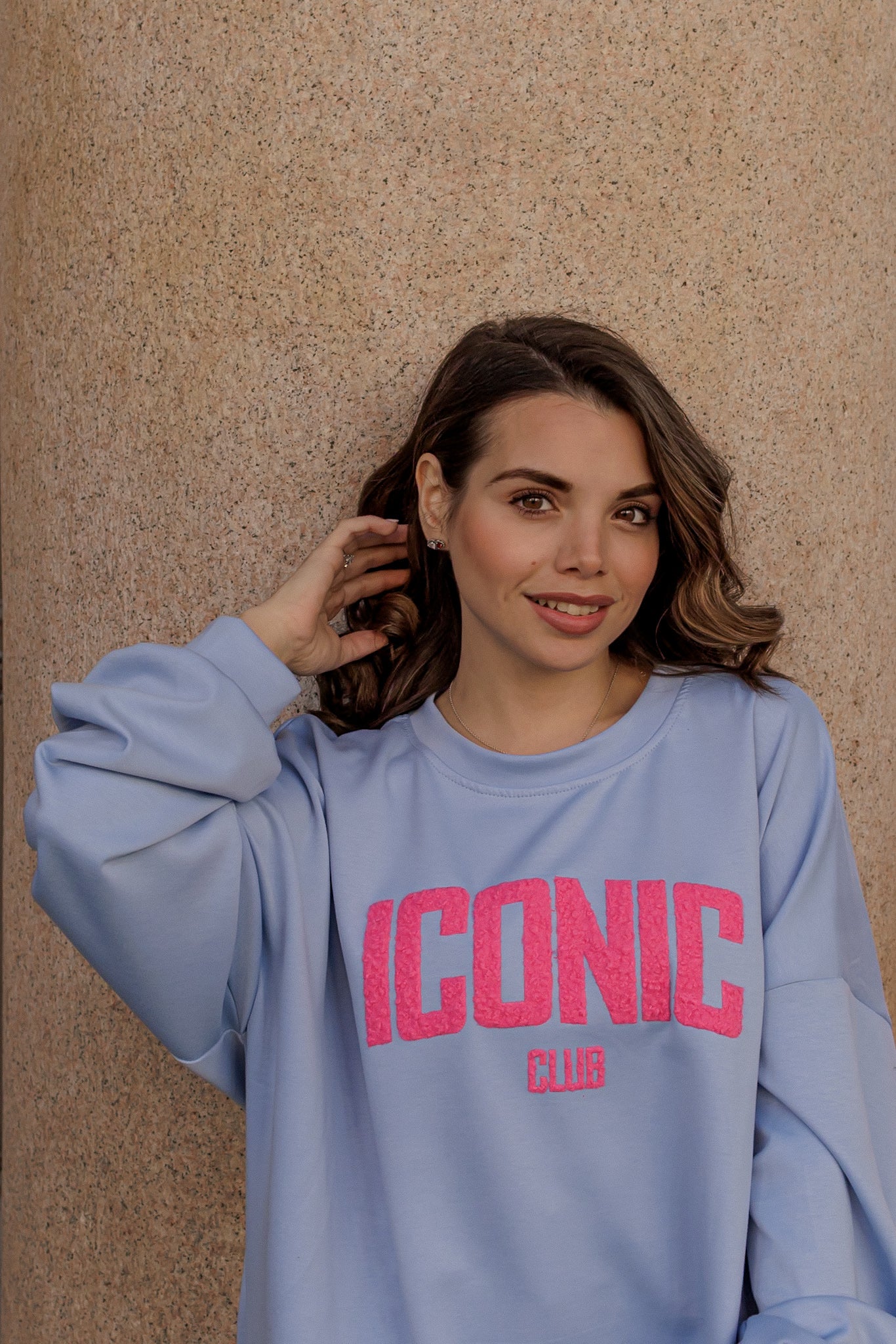 Felpa ICONIC scritta fucsia