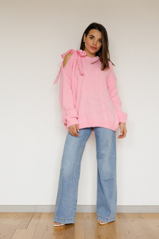 Maglione con fiocco a pois