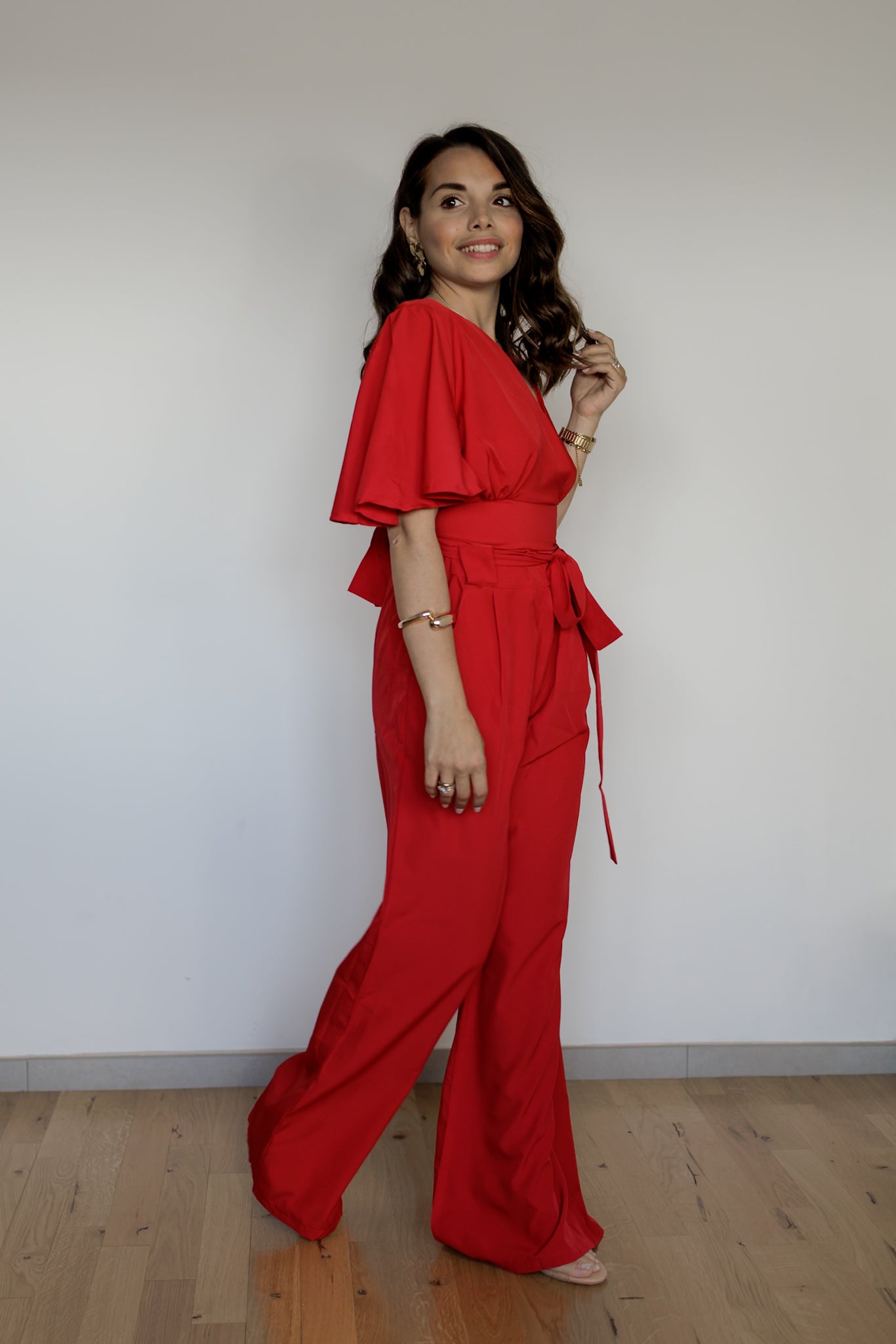 Top corto e pantaloni rosso