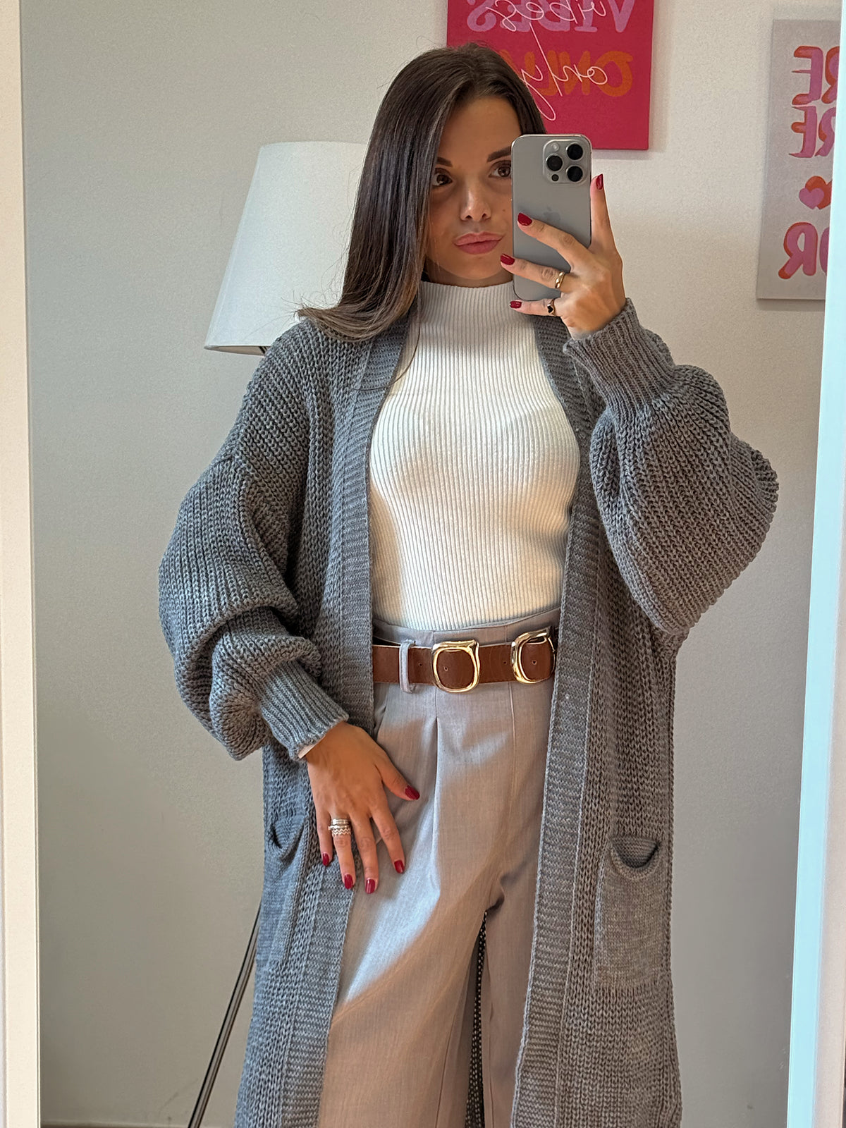 Cardigan “BALLOON” grigio