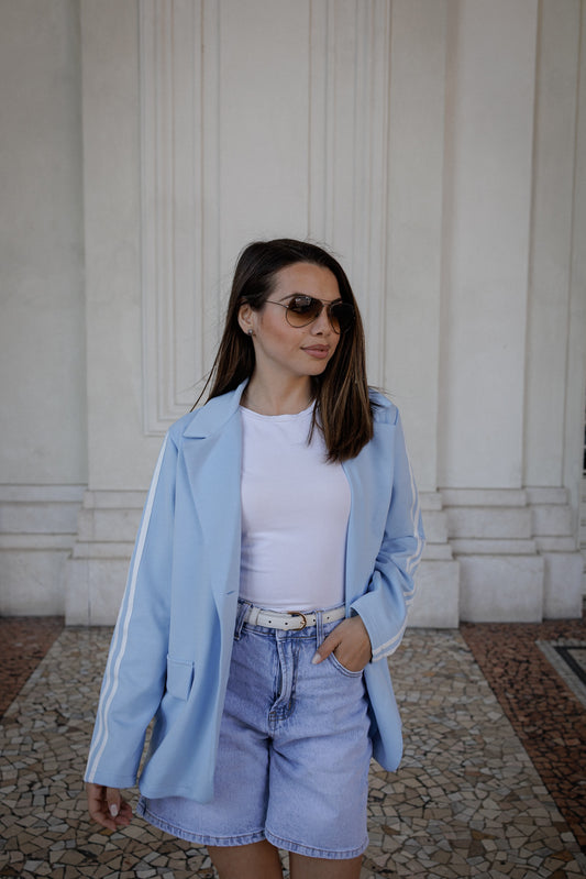 Blazer azzurro righe bianche