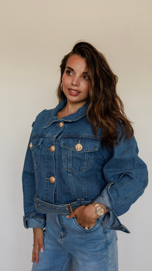 Giacca di jeans corta blu scuro