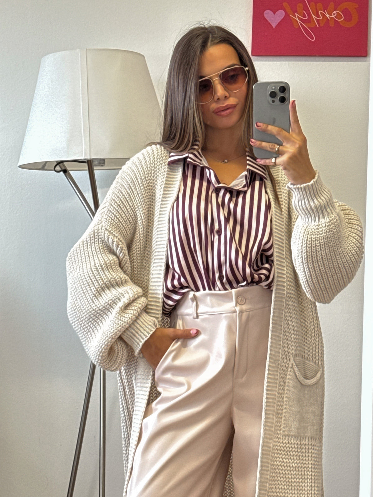 Camicia “SATIN STRIPE” bordeaux