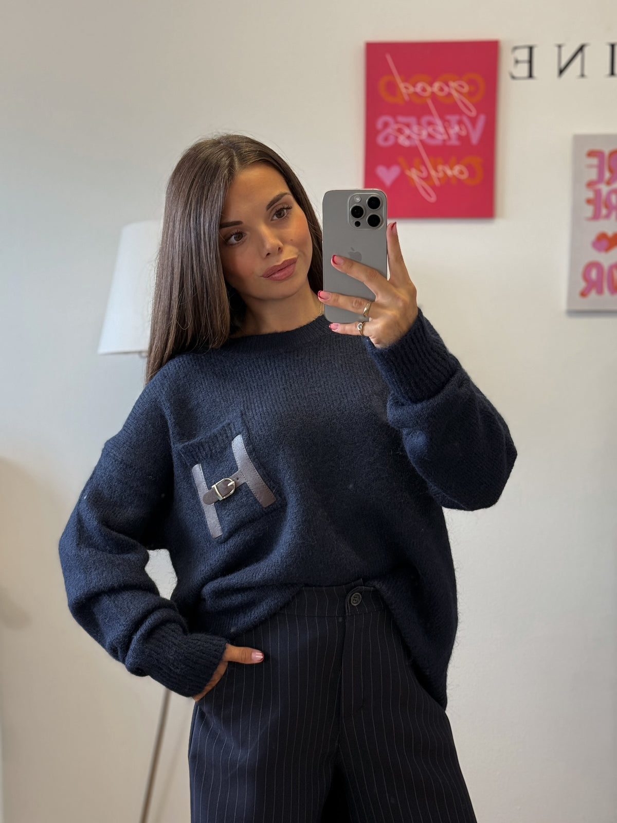 Maglione “POCKET CHIC” blu