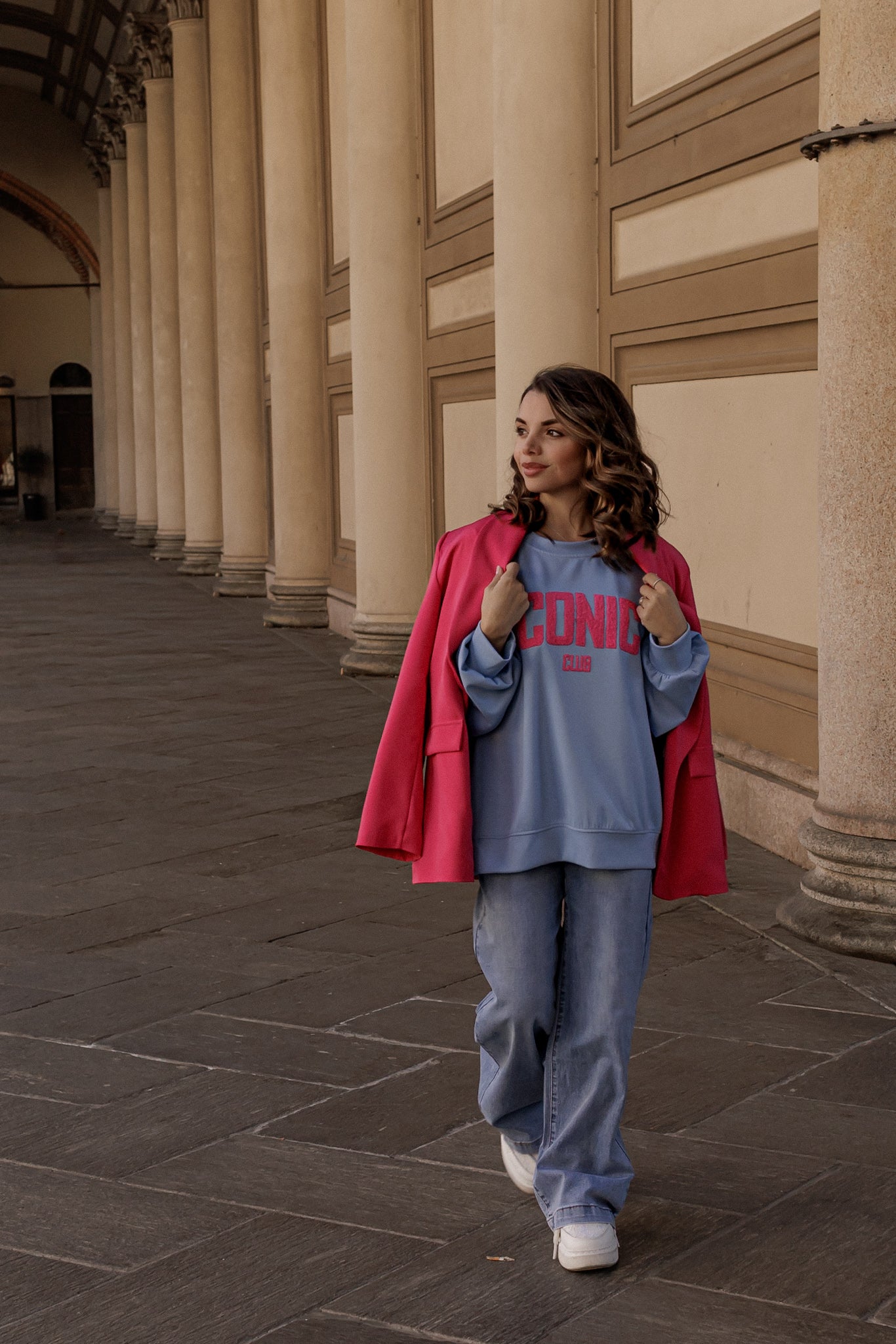 Felpa ICONIC scritta fucsia