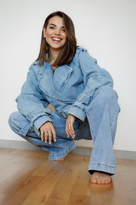 Trench cropped jeans