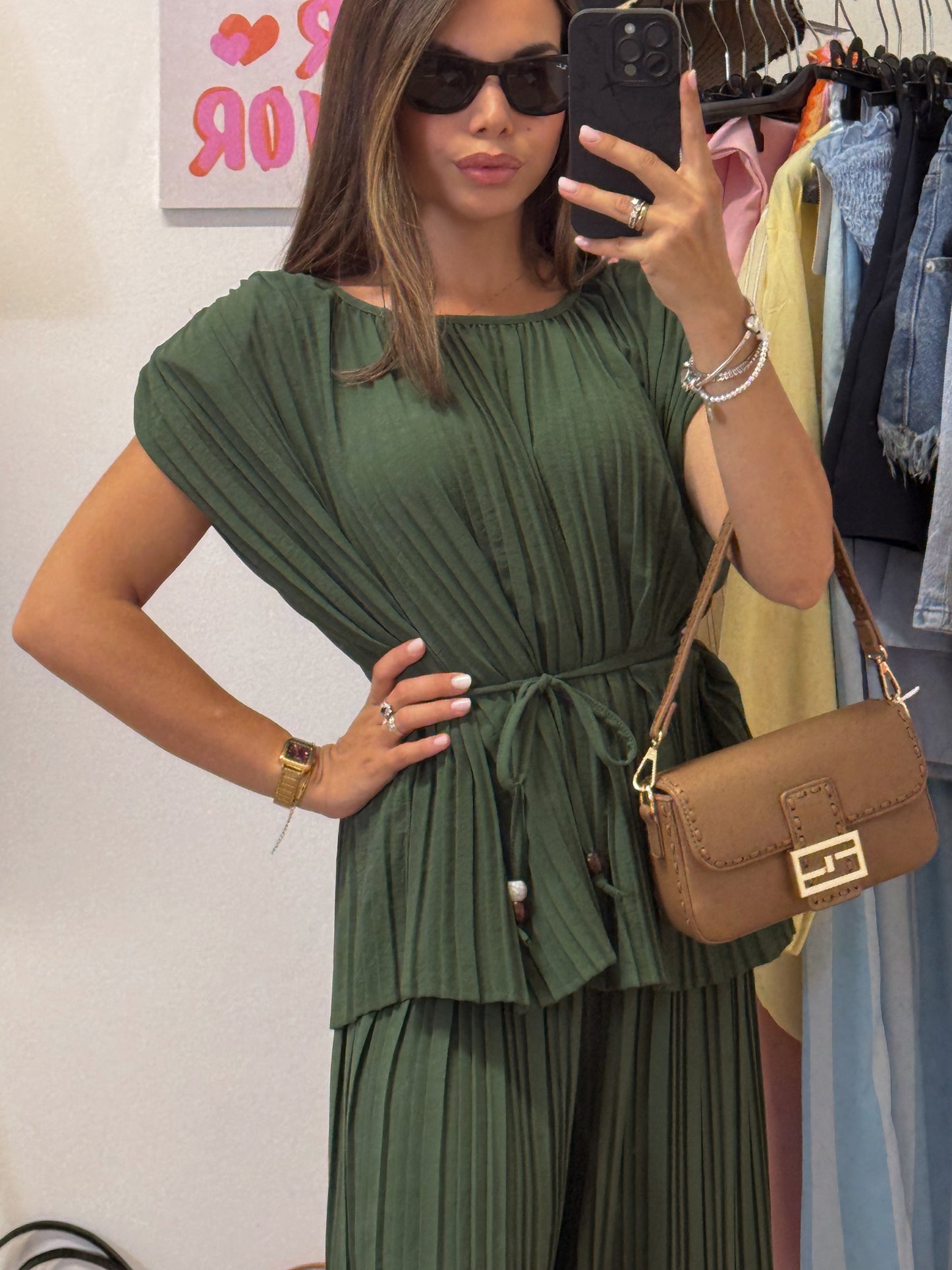 Coordinato maglia/pantalone plissettato