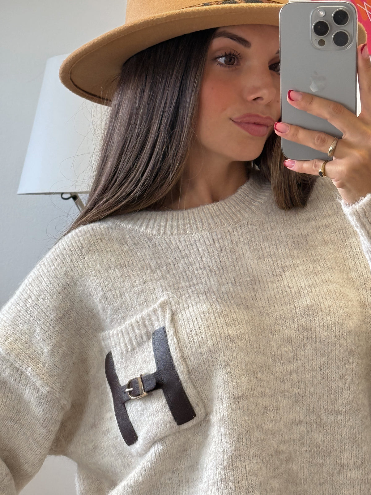 Maglione “POCKET CHIC” beige