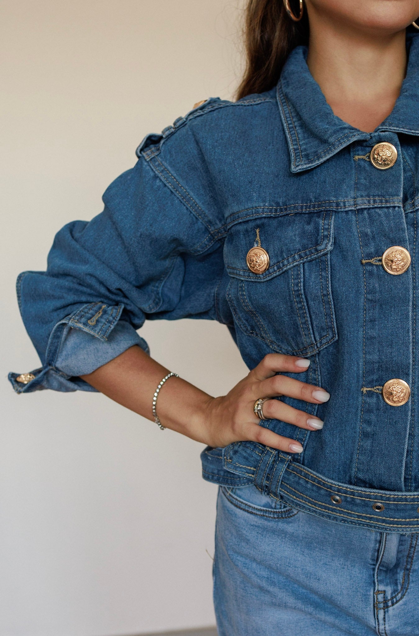 Giacca di jeans corta blu scuro