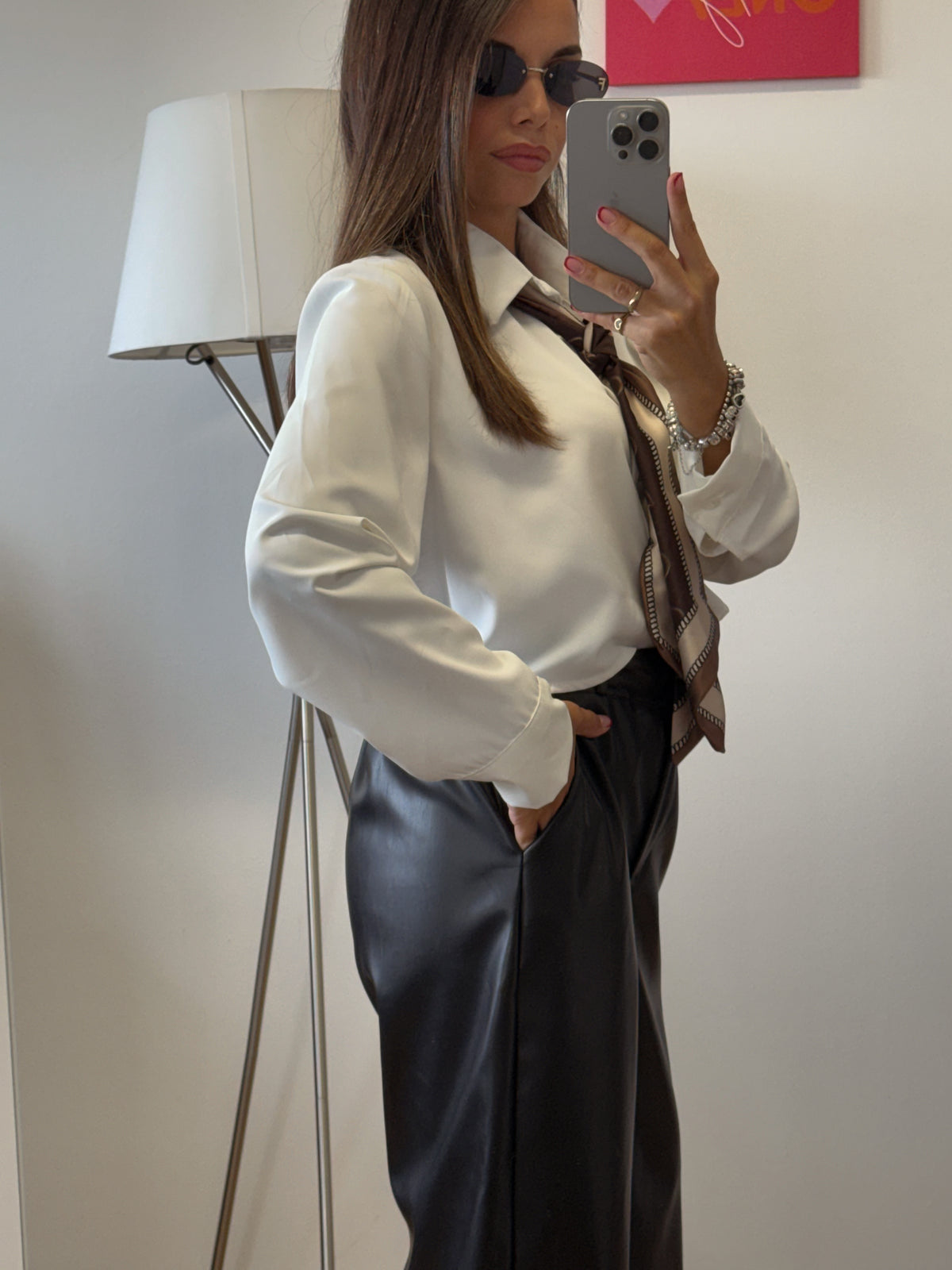 Pantalone “LEATHER STRAIGHT” nero