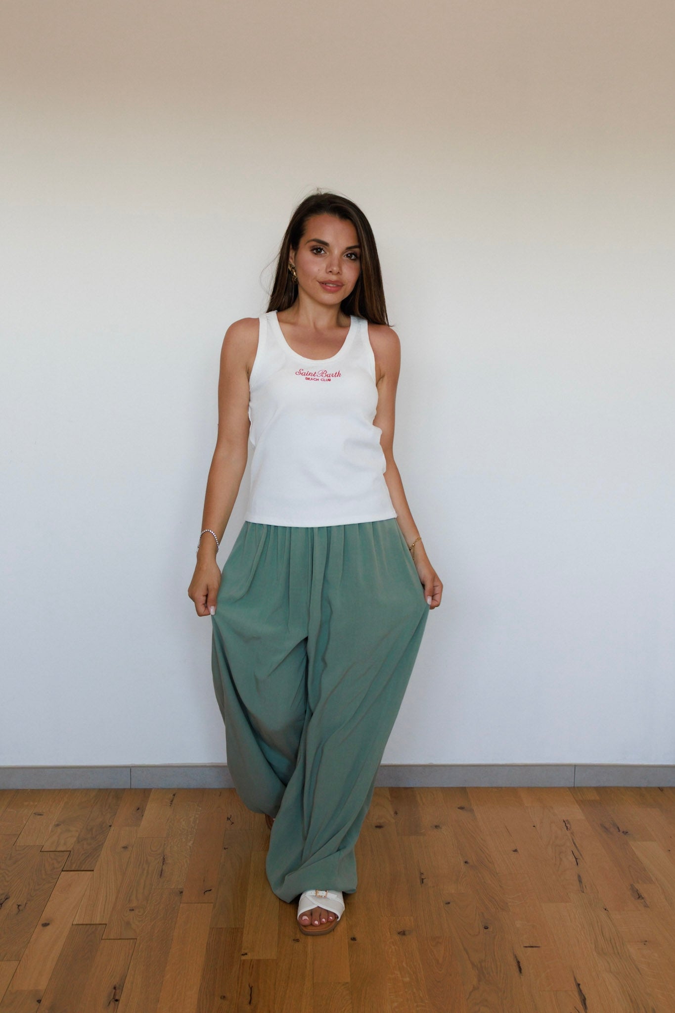 Pantalone morbido verde
