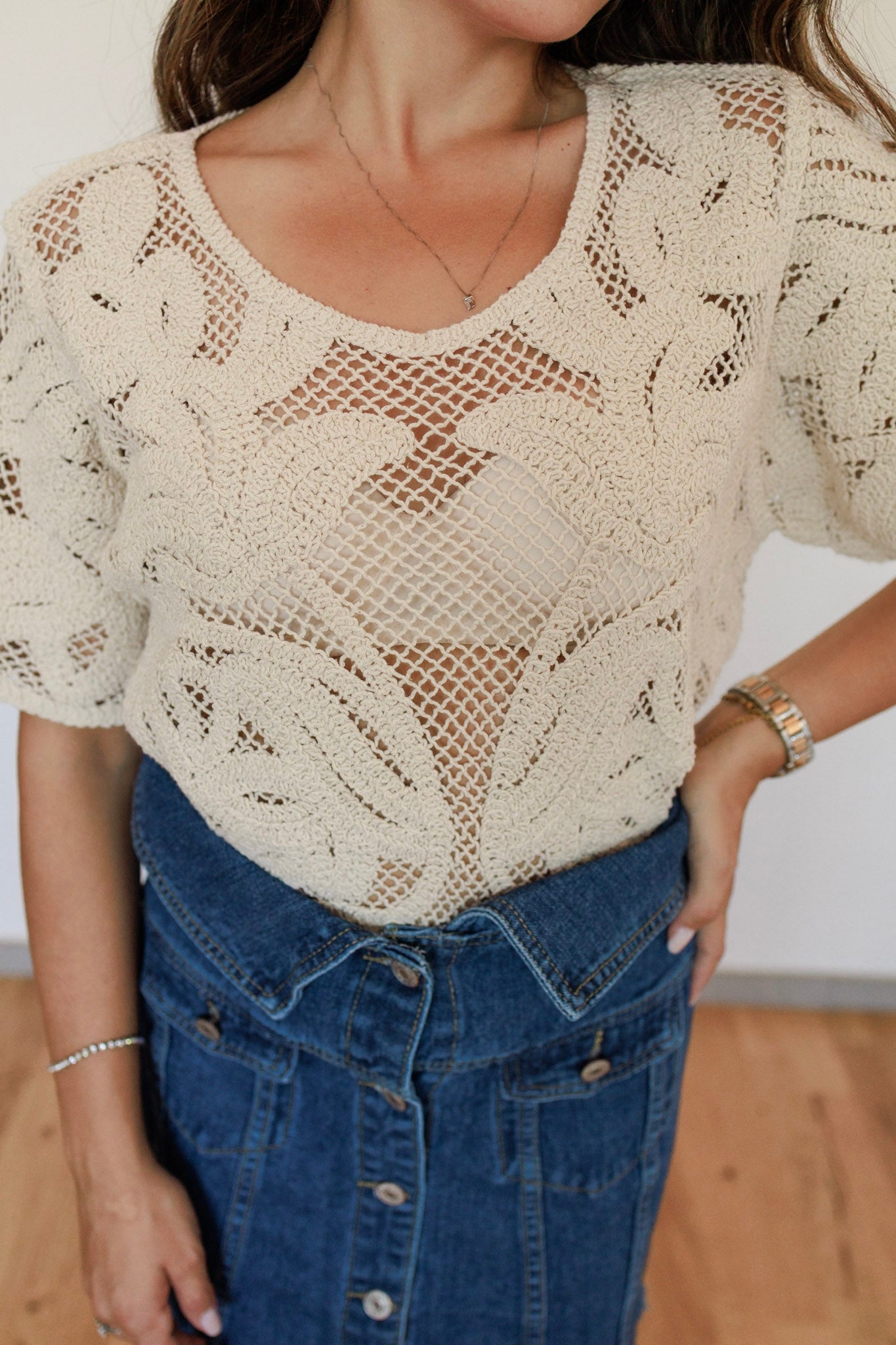 Gonna in denim con bottoni