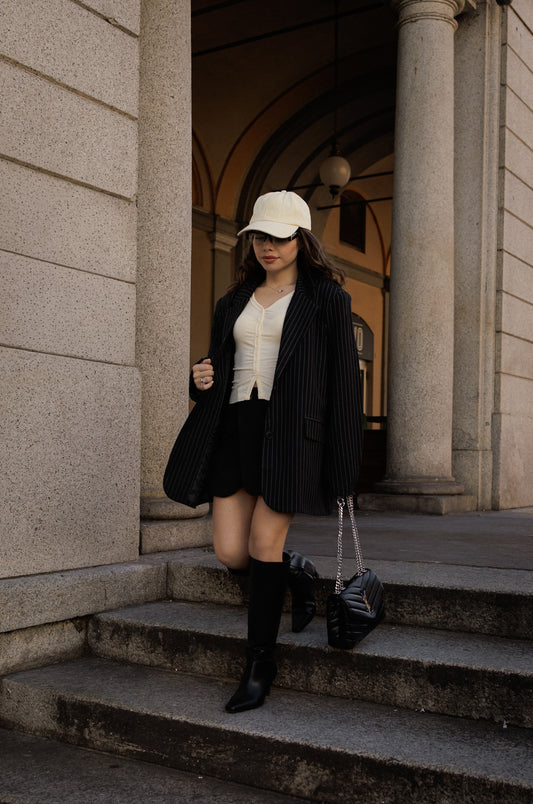 Blazer nero gessato