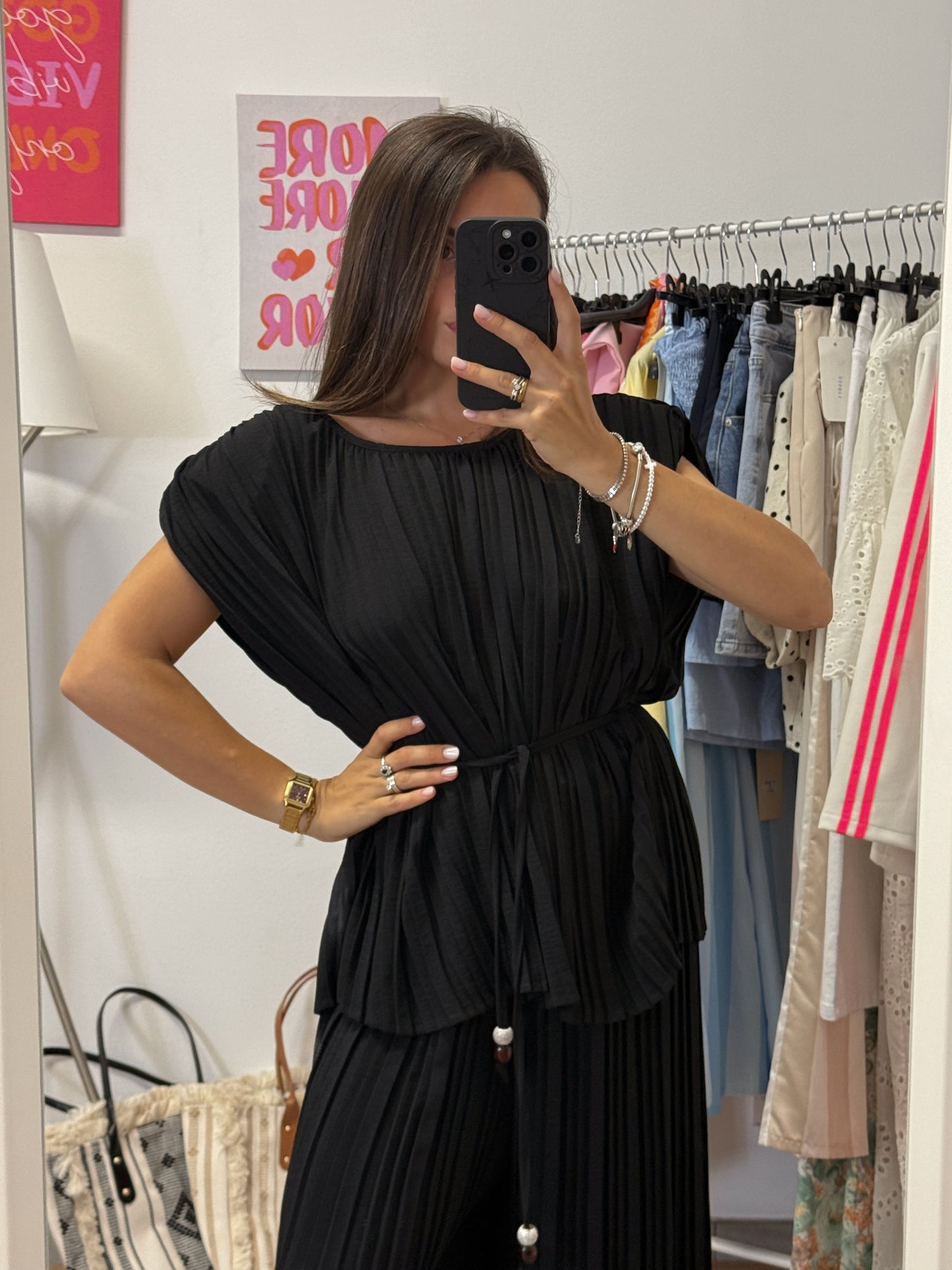 Coordinato maglia/pantalone plissettato