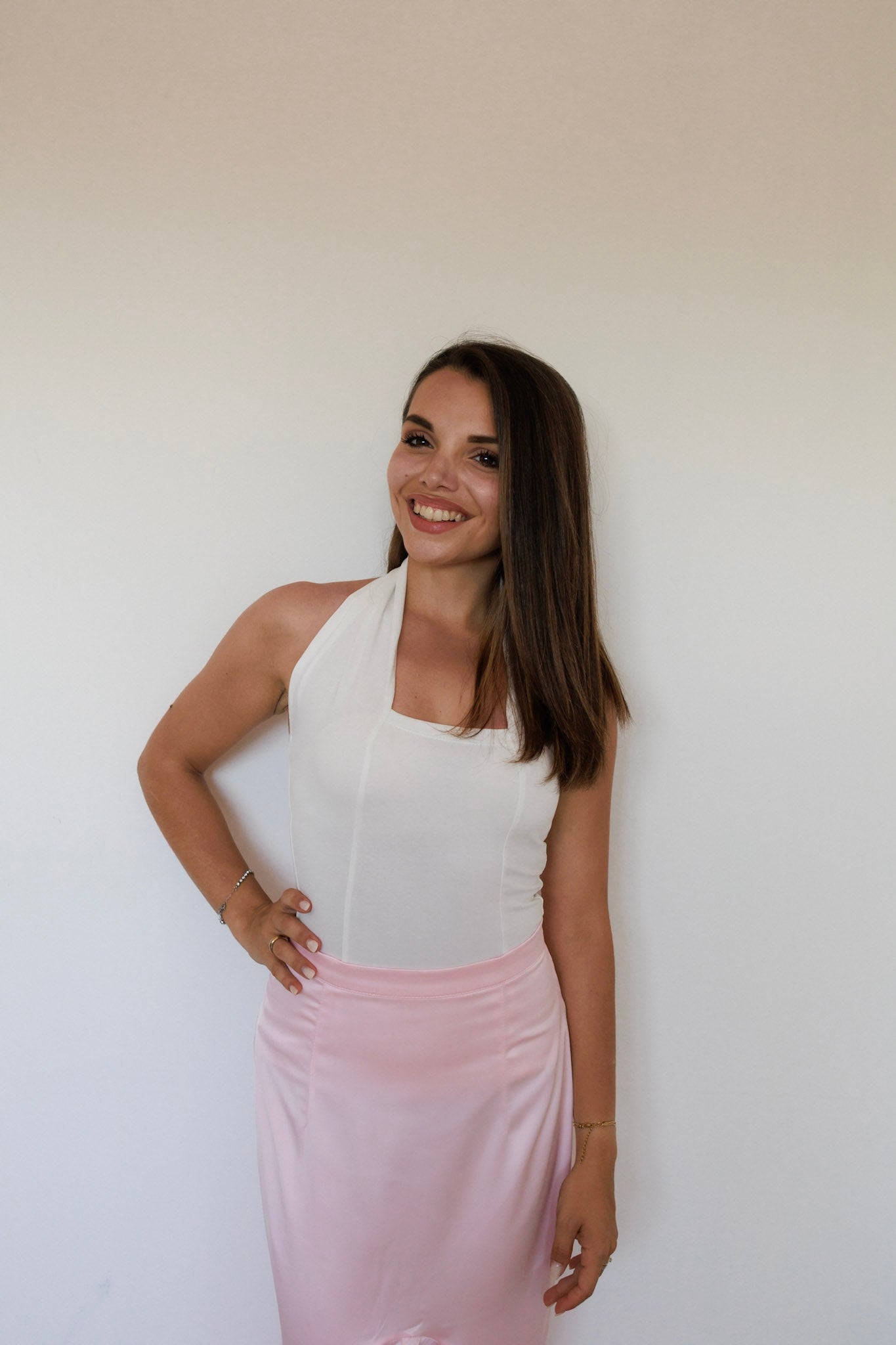 Top con scollo all’americana e scollo quadrato bianco