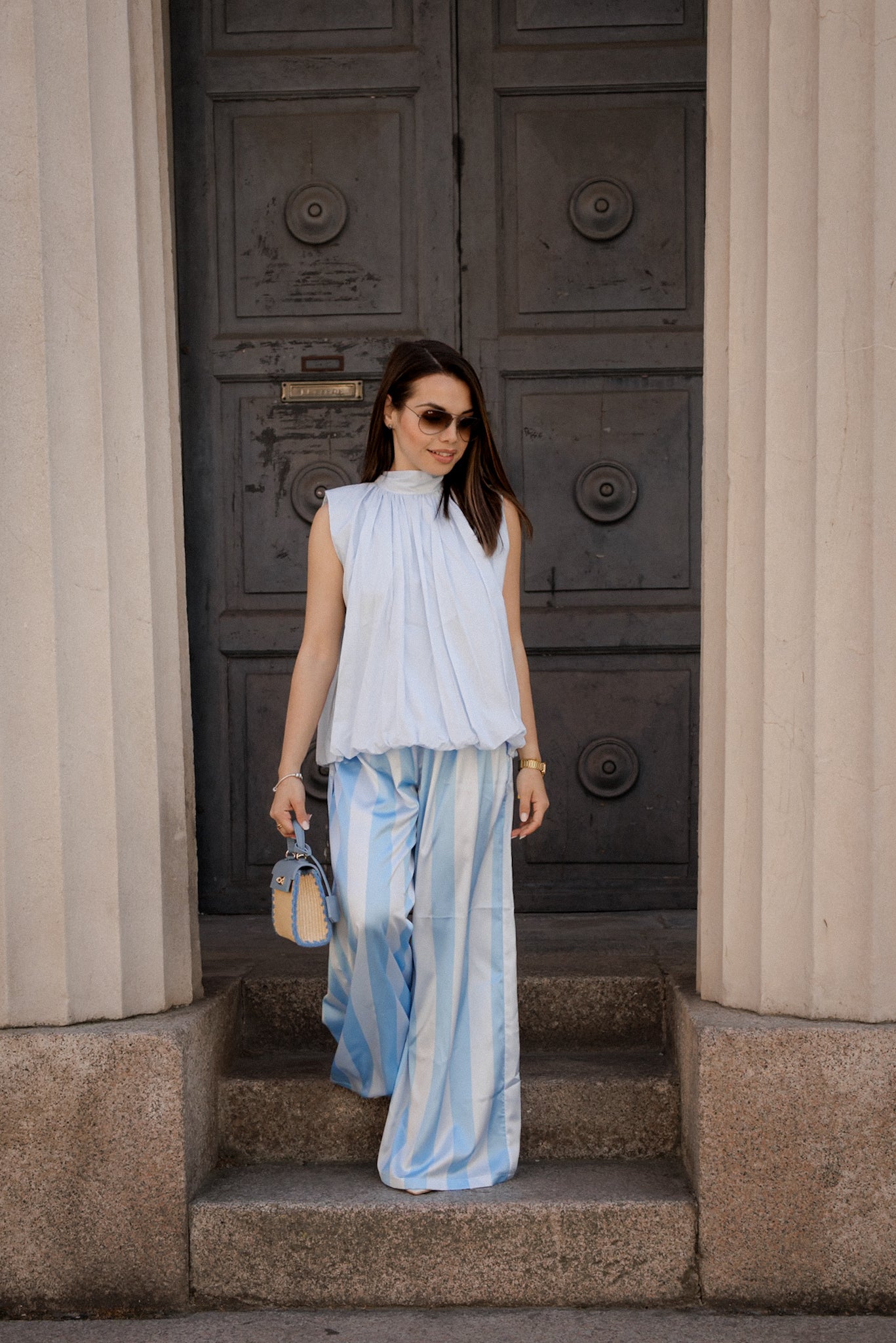 Pantaloni di raso a righe
