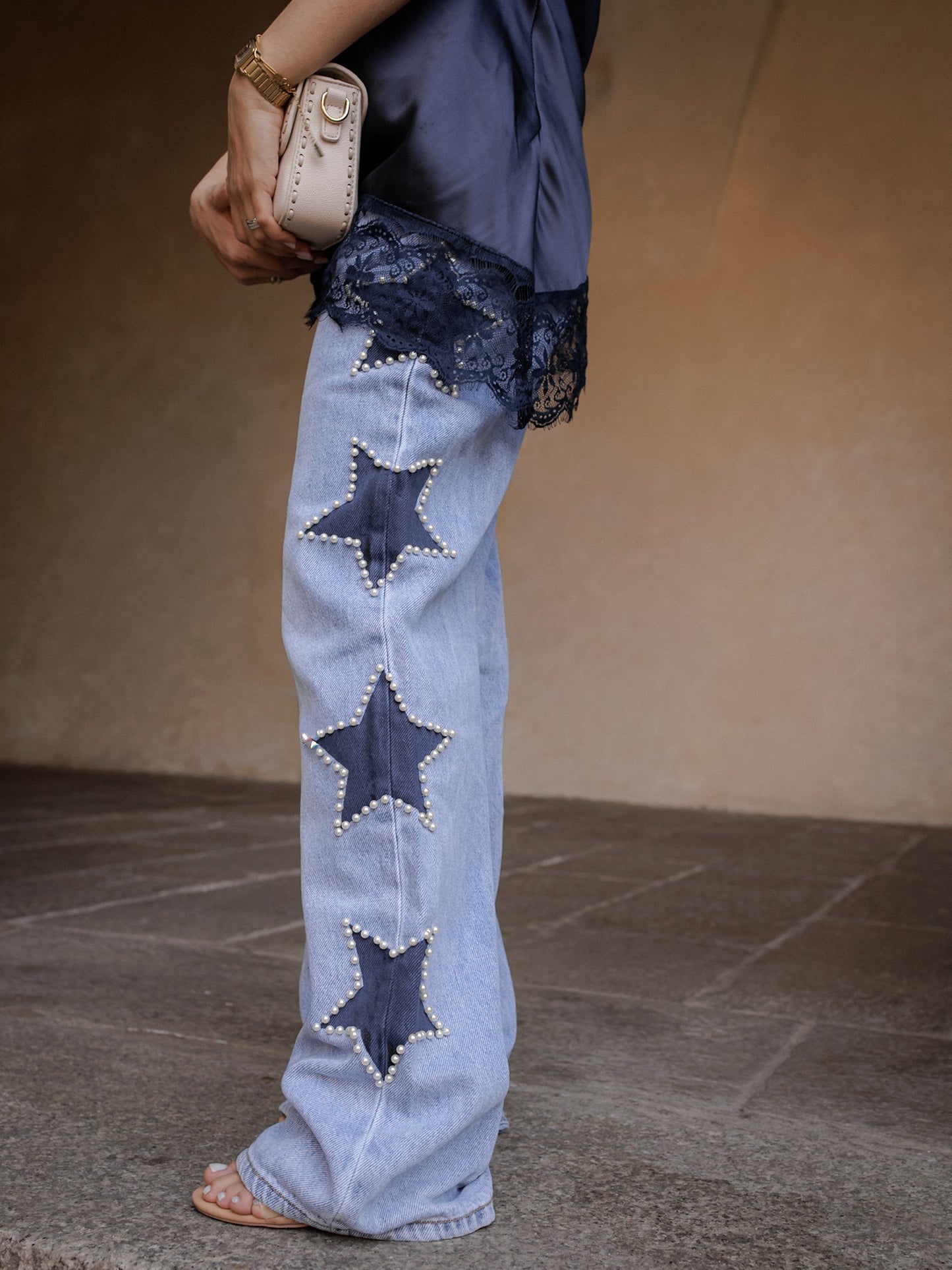 Jeans con dettaglio stella