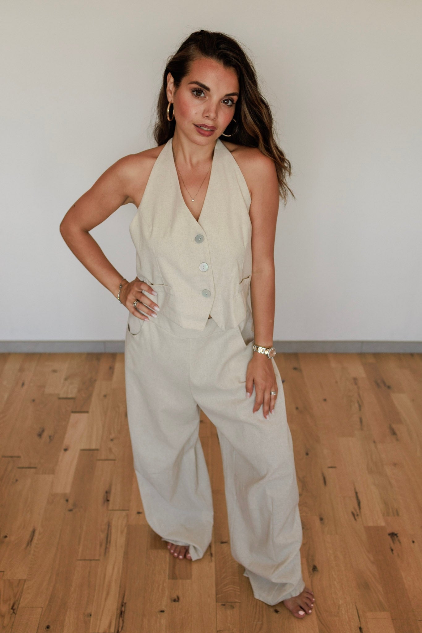 Completo effetto lino beige